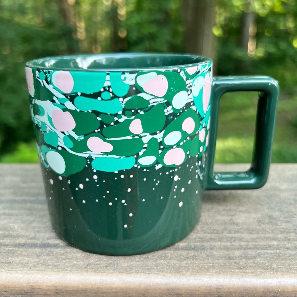Starbucks Venetian Marble Forest Green Ceramic Coffee Tea Mug Cup 12 oz
